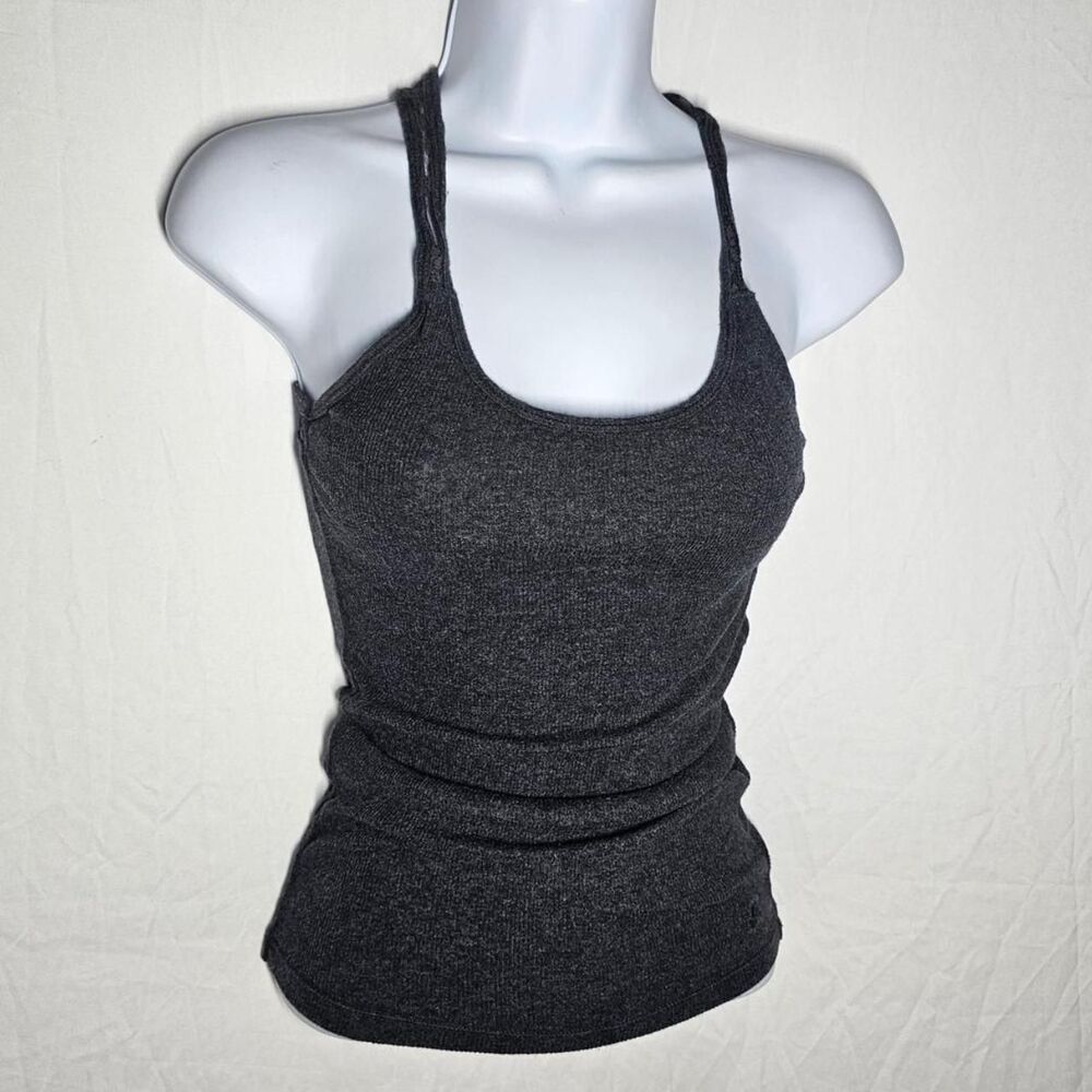 american eagle dark grey lace back racerback layering tank top
